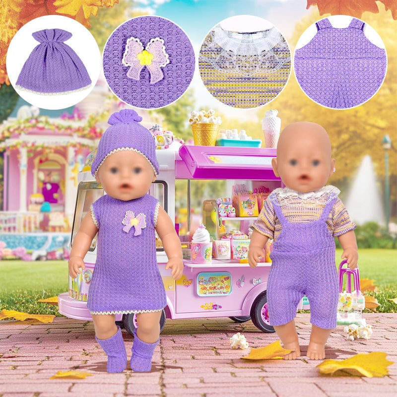ARTST Doll Clothes 14-18 inch Baby Doll Clothes Accessories Dress with Hats Socks Outfits Fits for 43cm New Born Baby Dolls/15 inch Bitty Baby Doll/ 18 Inch Doll(7 Set ) - Image 5